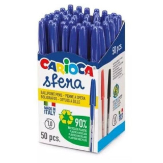 Carioca Sfera Boligrafos - Punta Ø 1mm - Capuchon y Retro del Color de la Tinta - Escritura Super Deslizante - Paquete de Pape