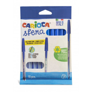 Carioca Sfera Flowpack Pack de 10 de Boligrafo - Punta Ø 1mm - Capuchon y Retro del Color de la Tinta - Escritura Super Desliz