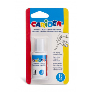 Carioca Corrector Liquido - Pincel de Nylon Suave y Preciso - Apto para Todo Tipo de Papel - Secado Rapido - Color Blanco
