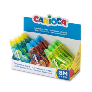 Carioca Tape Expositor de 12 Correctores - Cubriente - Se Puede Volver a Escribir Enseguida - Ideal para Cualquier Tipo de Pape