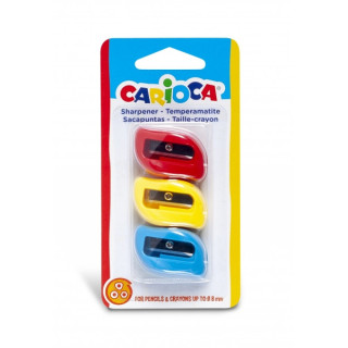 Carioca Pack 3 Sacapuntas de Colores con 1 Agujero - Apto para Lapices/Ceras Triangulares