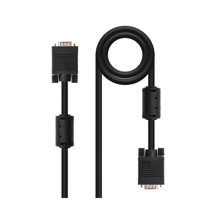 Nanocable Cable SVGA con Ferrita HDB15 Macho a HDB15 Macho 15m - Color Negro