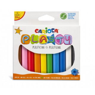 Carioca Pack de 10 Plastilinas - Facil de Usar - No Se Seca - Reutilizable - Colores Brillantes y Mezclables - Libre de Gluten