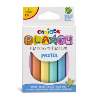 Carioca Pack de 6 Plastilinas Colores Pastel - Facil de Usar - No Se Seca - Reutilizable - Colores Brillantes y Mezclables - Li