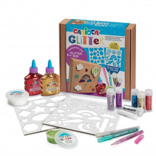 Carioca Glitter Creator Pack de 13 Productos Glitter y 26 Plantillas - 2 Botellitas de Glitter Glue - 2 Botes de Pasta de Model