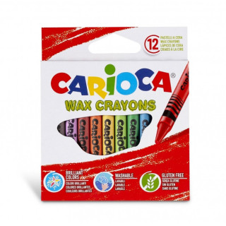 Carioca Pack de 12 Ceras de Colores - Lavables - Cuerpo de Ø 8mm - Colores Surtidos