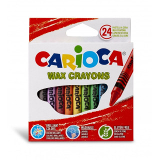 Carioca Pack de 24 Ceras de Colores - Lavables - Cuerpo de Ø 8mm - Colores Surtidos