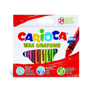 Carioca Maxi Pack de 24 Ceras de Colores - Lavables - Cuerpo de Ø 12mm - Colores Surtidos