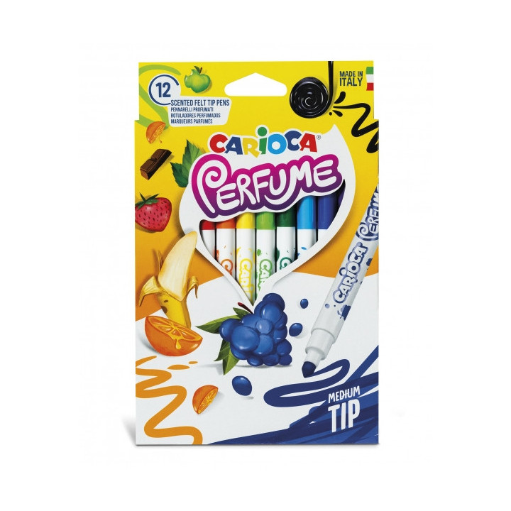 Carioca Xplosion Pack de 12 Rotuladores - Tinta Perfumada y Lavable - Aromas Naturales - Libre de Sustancias Alergenicas - Punt