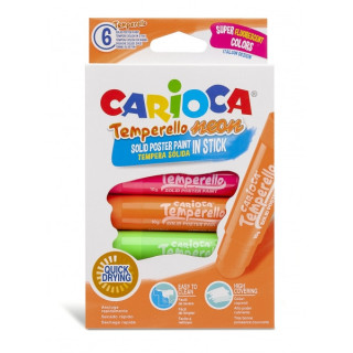 Carioca Temperello Neon Pack de 6 Temperas Solidas - Colores Brillantes y Lavables - Gran Cobertura - Faciles de Mezclar - sin