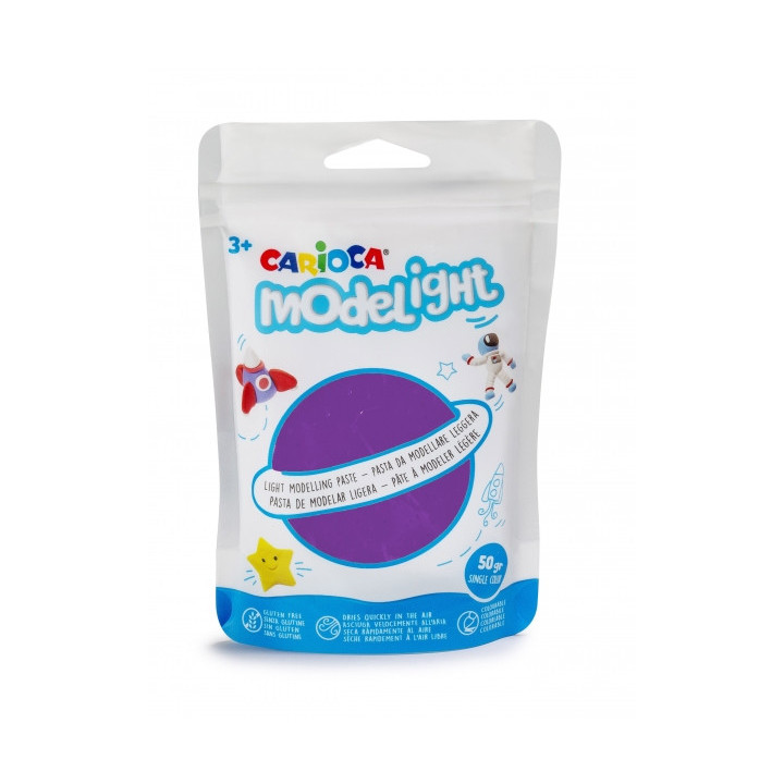 Carioca Modelight Pack de Pasta de Moldear Super Ligera - Elastica y Maleable - Se Seca al Aire - No Ensucia las Manos - Reutil