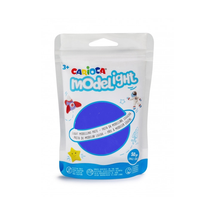 Carioca Modelight Pack de 50gr de Masa de Modelar - Super Ligera - Elastica y Maleable - Se Seca al Aire - No Ensucia las Manos