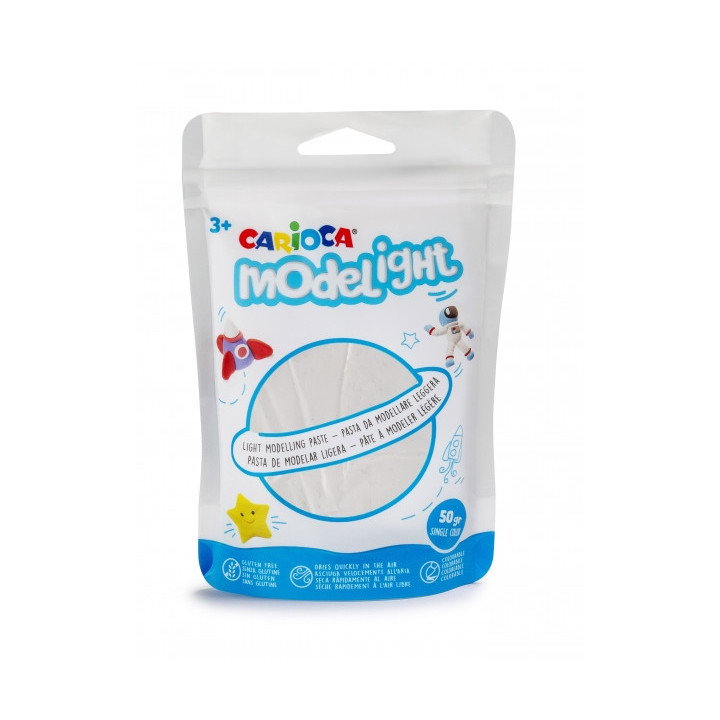 Pack Carioca Modelight Pasta de Moldear Super Ligera - Elastica y Maleable - Se Seca al Aire - No Ensucia las Manos - Color Bla