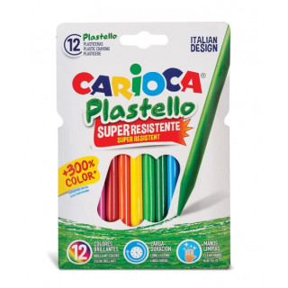 Carioca Plastello Pack de 12 Plasticeras - Extra Limpias - No Dejan Color en las Manos - Faciles de Afilar - Colores Surtidos B