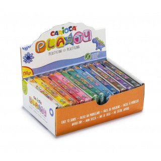 Carioca Expositor de 12 Plastilinas 150gr - Facil de Usar - No Se Seca - Reutilizable - Colores Brillantes Mezclables - Libre d