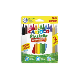 Carioca Plastello Pack de 12+2 Plasticeras  - Extra Limpias - No Dejan Color en las Manos - Faciles de Afilar - Colores Surtido