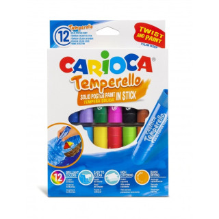Carioca Temperello Pack de 12 Temperas Solidas - Colores Brillantes y Lavables - Gran Cobertura - Faciles de Mezclar - Sin Diso