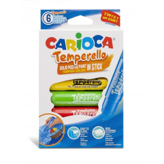 Carioca Temperello Pack de 6 Temperas Solidas - Colores Brillantes y Lavables - Gran Cobertura - Faciles de Mezclar - Acabado S