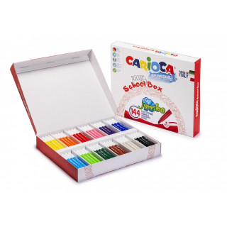 Carioca Jumbo School Box Pack de 144 Rotuladores - Punta Maxi 6mm Bloqueada - Tinta Superlavable - Tapa Ventilada - Ideal para
