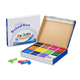 Carioca Temperello School Box Pack de 96 Temperas Solidas - Colores Brillantes y Lavables - Gran Cobertura - Faciles de Mezclar