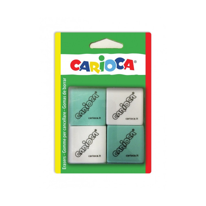 Carioca Pack de 4 Gomas Cuadradas - Color Varios