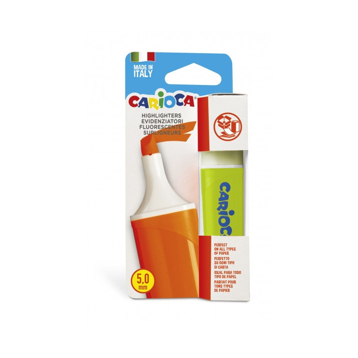 Carioca Memolight Subrayador - Punta Biselada de 5mm - Color Brillante y Lavable - Tinta a Base de Agua - Color Verde