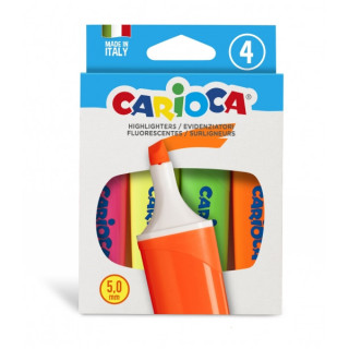 Carioca Memolight Pack de 4 Marcadores - Punta Biselada de 5mm - Colores Brillantes y Lavables - Tinta a Base de Agua - Colorrs