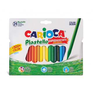 Carioca Plastello Pack de 24 Plasticeras Extra Limpias - No Dejan Color en las Manos - Duran Tres Veces Mas - Colores Brillante