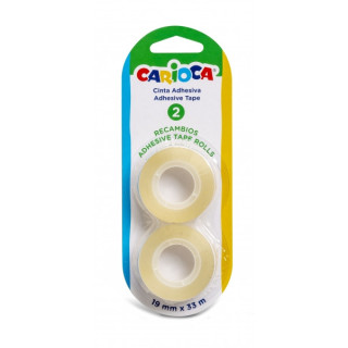 Carioca Blister Pack de 2 Cintas Adhesivas Transparentes - No Amarillea con el Tiempo - Ideal para Papel y Carton - Color Trans