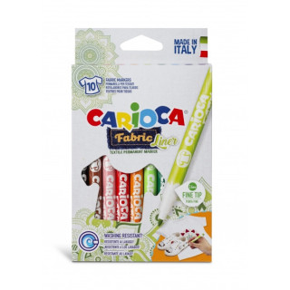 Carioca Fabric Pack de 10 Rotuladores para Tejidos - Punta Fina - Tinta Especial para Tejidos - Colores Indelebles - Punta Maxi