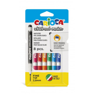 Carioca Pack de 8 Rotuladores para Pizarra Blanca - Punta Fina de Ø 2.8mm - Secado Rapido - Se Borra Facilmente - Colores Surt