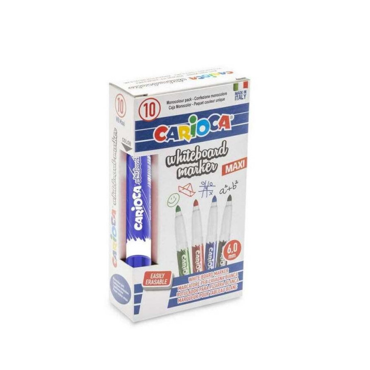 Carioca Maxi Rotulador para Pizarra Blanca - Tapa con Clip - Se Borra Facilmente - Se Seca Rapidamente - Punta de Ø 6mm - Colo