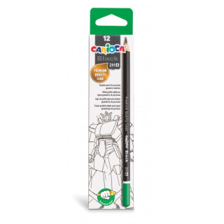Carioca Black Pack de 12 Lapices de Grafito 2H - Facil de Borrar y Sacar Punta - Cuerpo Triangular - Mina Resistente a las Caid
