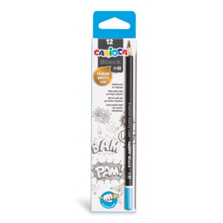 Carioca Black H Pack de 12 Lapices de Grafito - Facil de Borrar y Sacar Punta - Cuerpo Triangular Agradable al Tacto - Mina Res