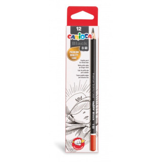 Carioca Black B Pack de 12 Lapices de Grafito - Facil de Borrar y Sacar Punta - Cuerpo Triangular Agradable al Tacto - Mina Res