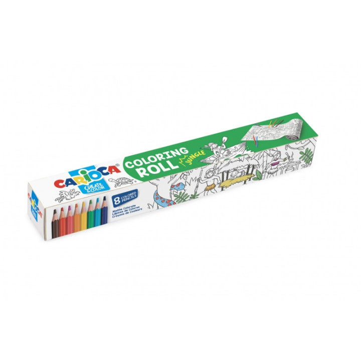Carioca Coloring Roll Jungle Papel Adhesivo para Colorear - Aplicable en Superficies Verticales u Horizontales - Reutilizable s