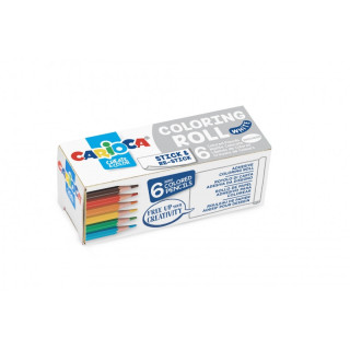 Carioca Mini Coloring Roll White Papel Adhesivo para Colorear + 6 Lapices de Colores - Aplicable en Superficies Verticales u Ho