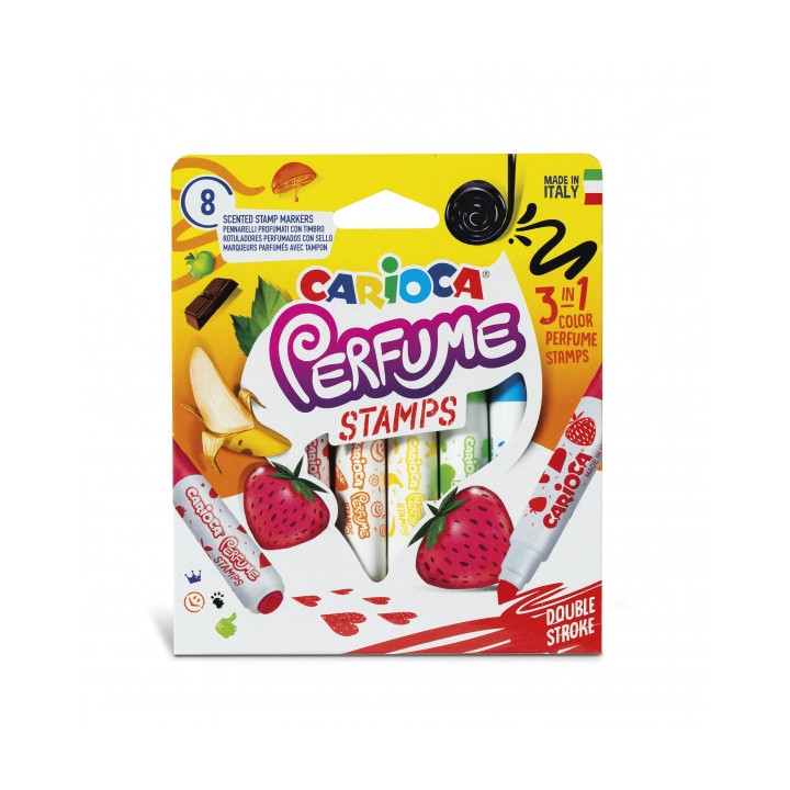Carioca Pack de 8 Rotuladores Perfumados Doble Punta - Tinta Perfumada y Lavable - Aromas Naturales - Libre de Sustancias Alerg