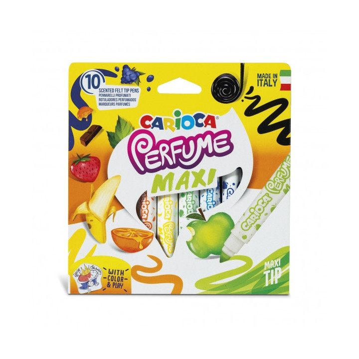 Carioca Perfume Maxi Pack de 10 Rotuladores - Tinta Perfumada - Lavable - Libre de Sustancias Alergenicas - Aromas Naturales -