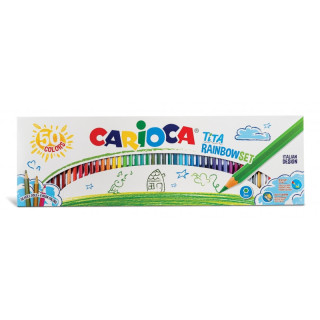 Carioca Tita Rainbow Set Pack de 50 Lapices Hexagonales de Colores - Mina Ø 3mm - Colores Brillantes y Lavables - Escritura Bl