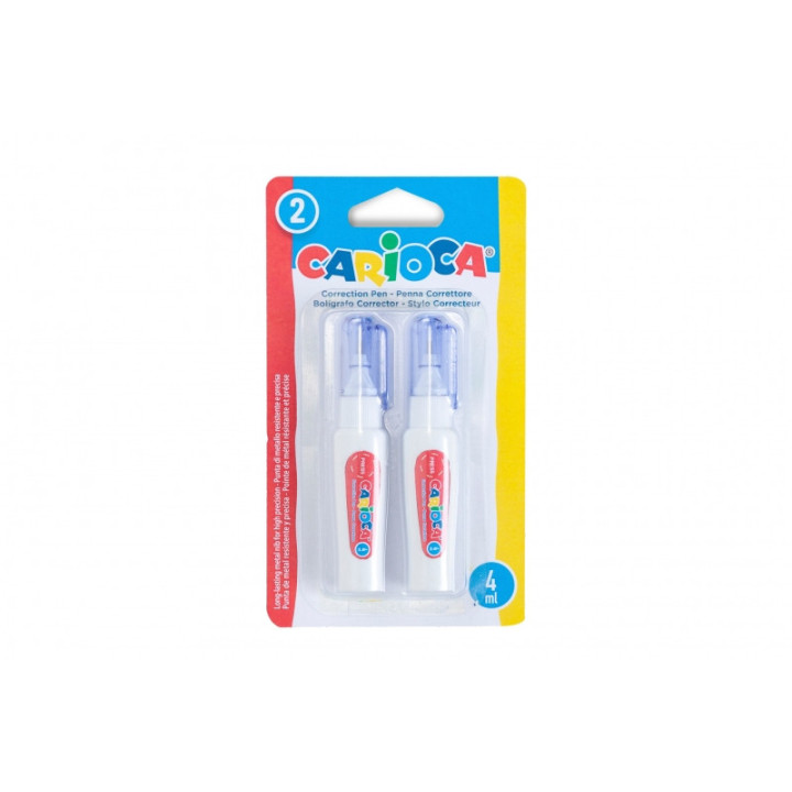 Carioca Pack de 2 Mini Boligrafos Correctores - Punta de Metal Resistente y Precisa - Apto para Todo Tipo de Papel - Secado Rap