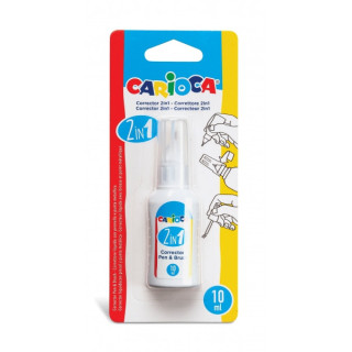 Carioca Pen & Brush Corrector 2 en 1 - Boligrafo y Pincel - Pincel de Nylon Suave y Preciso - Punta Metalica de Precision - Sec