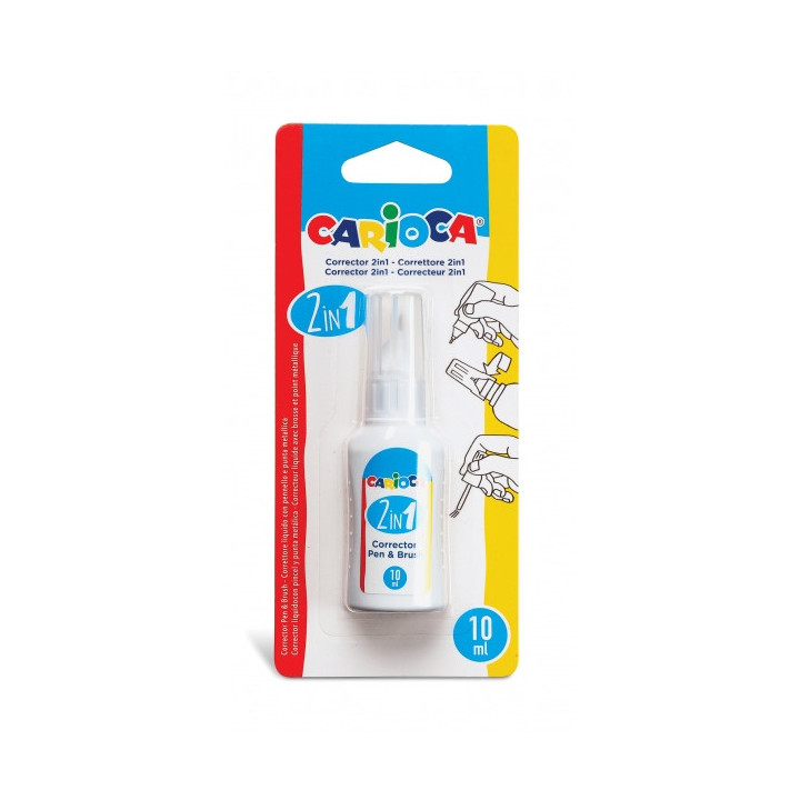 Carioca Pen & Brush Corrector 2 en 1 - Boligrafo y Pincel - Pincel de Nylon Suave y Preciso - Punta Metalica de Precision - Sec
