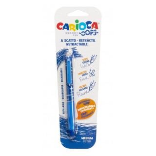 Carioca Oops Boligrafo Retractil Borrable - Termo Sensible - Empuñadura Ergonomica Triangular - Punta de Ø 0.7mm - Recambios
