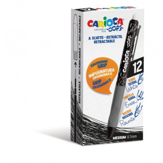 Carioca Oops Boligrafos Borrables - Tinta Termo Sensible - Empuñadura Ergonomica Triangular - Punta de Ø 0.7mm - Recambios Co