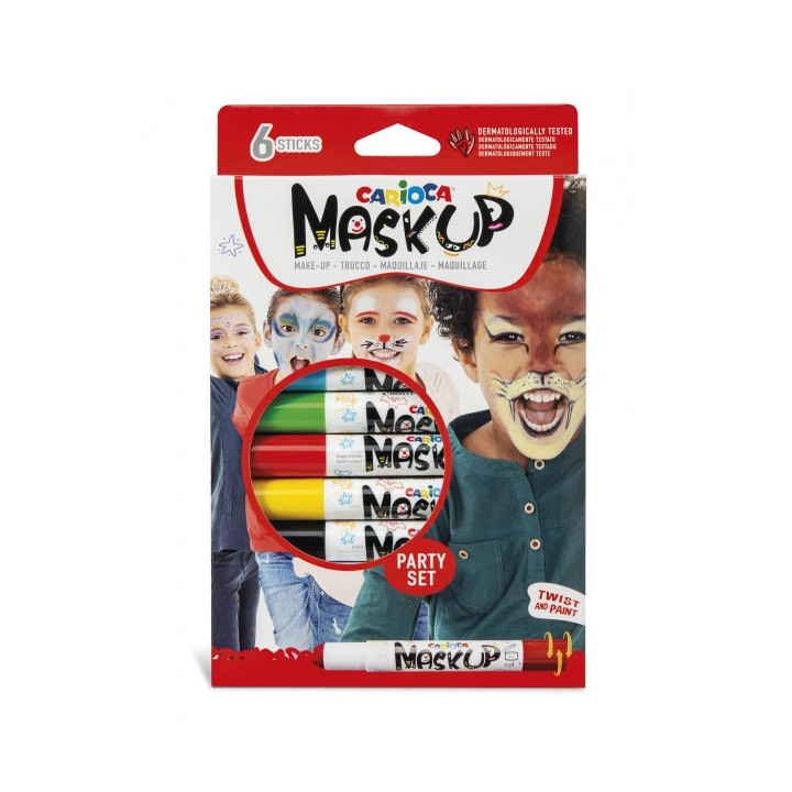 Carioca Mask Up Pack de 6 Colores para la Piel en Barra - Colores Brillantes - Lavables - Base Agua - Incluye 2 Tutoriales Paso
