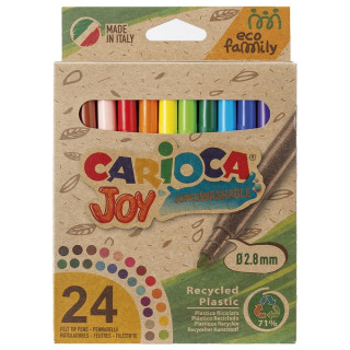 Carioca Joy Pack de 24 Rotuladores Punta Fina Eco Family - Tinta Superlavable - Punta Fina 2.8mm Bloqueada - Capuchon Ventilado