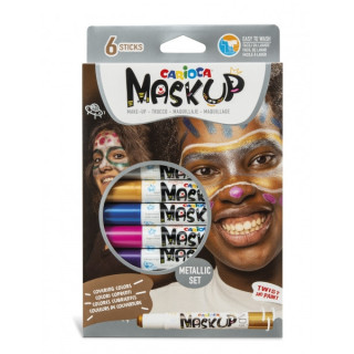 Carioca Mask Up Pack de 6 Colores Metalicos para la Piel - Ideales para Fiestas - Colores Brillantes y Lavables - Mezclables -
