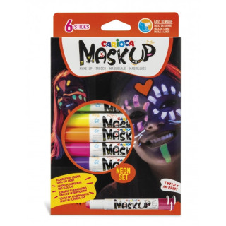 Carioca Mask Up Pack de 6 Colores para la Piel en Barra Neon - Ideales para Fiestas - Fluorescentes con Luz Ultravioleta - Bril