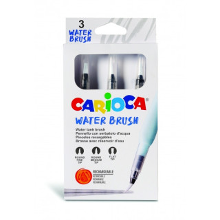 Carioca Pack de 3 Pinceles de Agua Recargables - Deposito Facil de Llenar - Perfectos para el Cole - 3 Tamaños Diferentes - Co